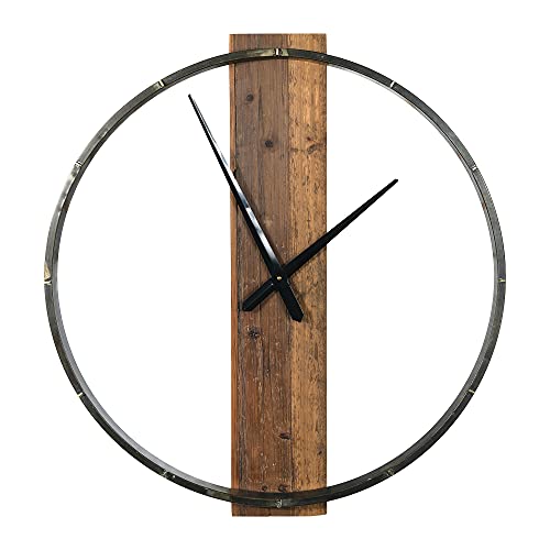 Creative Co-op EC0372 29.5 Inch Metal and Wood Wall Clock, Iron