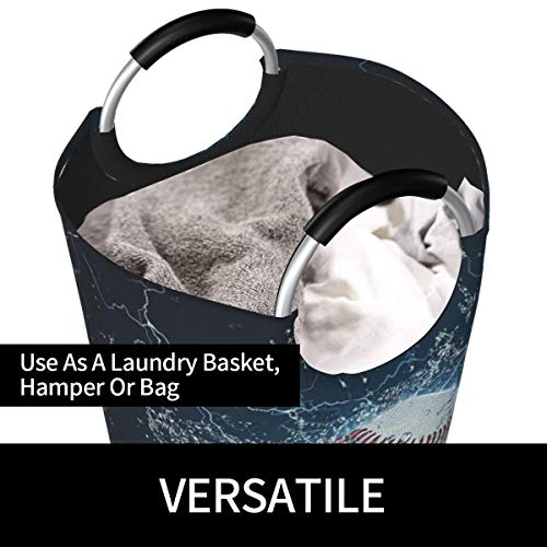 Dujiea 82l X-Large Laundry Basket Tall, Baseball Collapsible Laundry Hampers with Aluminium Handles Big Clothes Basket Kids Laundry Bin Round Storage Basket for Dorm Room