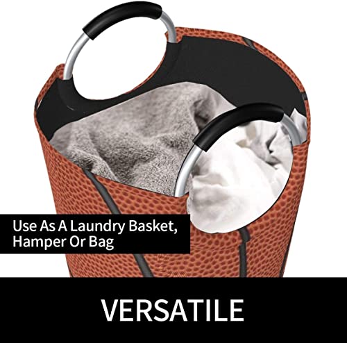 Dujiea 82L X-Large Laundry Basket Bag Tall, 85L Basketball Collapsible Laundry Hampers with Aluminium Handles Big Clothes Basket Kids Laundry Bin Round Storage Basket for Dorm Room