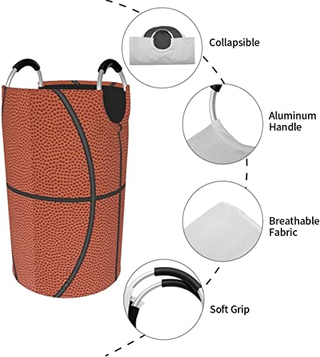 Dujiea 82L X-Large Laundry Basket Bag Tall, 85L Basketball Collapsible Laundry Hampers with Aluminium Handles Big Clothes Basket Kids Laundry Bin Round Storage Basket for Dorm Room