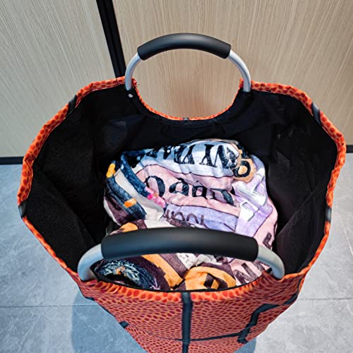 Dujiea 82L X-Large Laundry Basket Bag Tall, 85L Basketball Collapsible Laundry Hampers with Aluminium Handles Big Clothes Basket Kids Laundry Bin Round Storage Basket for Dorm Room