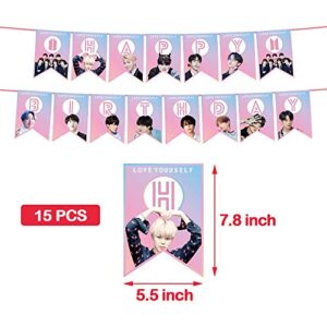 BTS Birthday Party Supplies Include 22 Cake Topper Cupcake Toppers, Birthday Banner, 21 Balloons. 40 Stickers BTS Birthday Party Supplies Include 22 Cake Topper Cupcake Toppers, Birthday Banner, 21 Balloons. 40 Stickers BTS Birthday Party Supplies Include