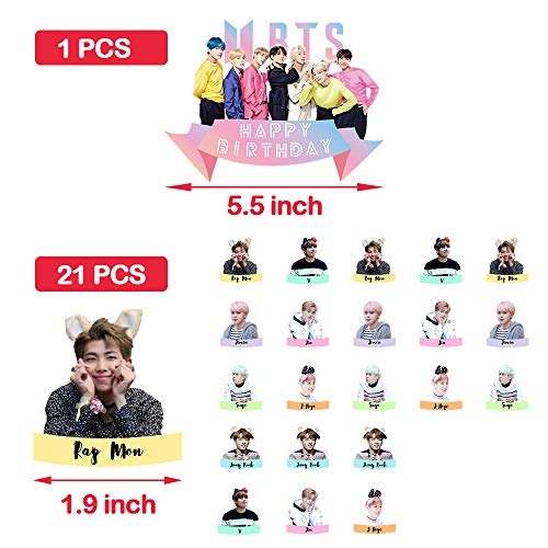 BTS Birthday Party Supplies Include 22 Cake Topper Cupcake Toppers, Birthday Banner, 21 Balloons. 40 Stickers BTS Birthday Party Supplies Include 22 Cake Topper Cupcake Toppers, Birthday Banner, 21 Balloons. 40 Stickers BTS Birthday Party Supplies Include