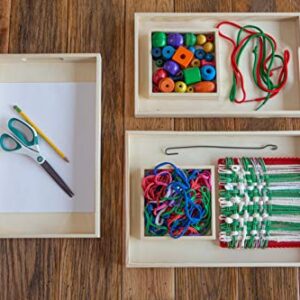 Wooden Living - Serving Tray/Wooden Trays with Handles and Small Wood Boxes Set (Unfinished) | for Montessori Activity, Art/Crafts, Painting, Restaurant Food, Decorative, Coffee Table | 5 Pieces