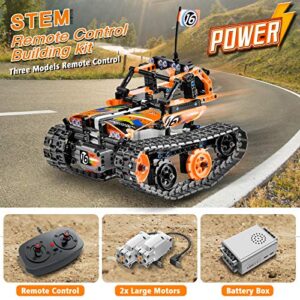 OASO Remote Control STEM Building Kit for Boys 8-12, 392 Pcs Science Learning Educational Building Blocks for Kids, 3 in 1 Tracked Racer RC Car/Tank/Robot Toys Gift Sets for Boys Girls