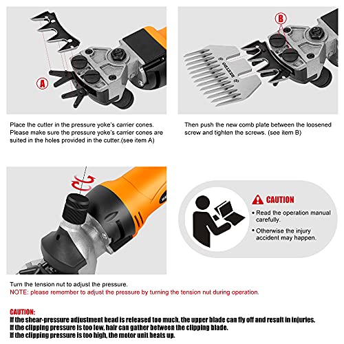 BEETRO 500W, Electric Professional Sheep Shears, Animal Grooming Clippers for Sheep Alpacas Goats and More, 6 Speeds Heavy Duty Farm Livestock Haircut