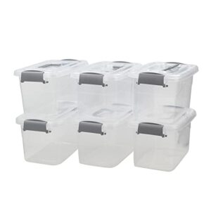 annkkyus 6-pack small storage bins with lids, clear plastic storage boxes
