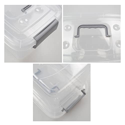 AnnkkyUS 6-pack Small Storage Bins with Lids, Clear Plastic Storage Boxes