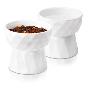 frewinky cat bowls,ceramic cat bowls anti vomiting,raised-cat food and water bowl set for cats and small dogs,13.5 oz