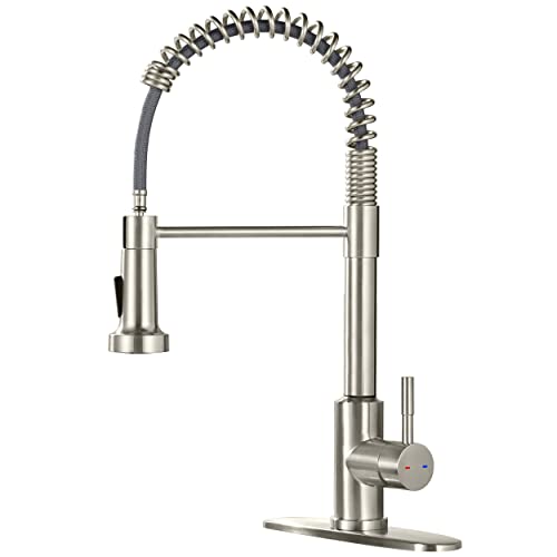 ARRISEA Kitchen Faucets Brushed Nickel, 3 Hole Stainless Steel Kitchen Faucet, Laundry Sink Faucet with Sprayer, Single Handle Outdoor Sink Faucets with Deck Plate, Llave de fregadero de cocina