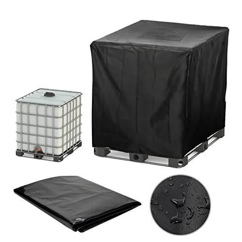 IBC Tote Cover Huapate 275 Gallon Tote Sunshade Water Proof Protective Hood 1000 L Garden Water Tank Black