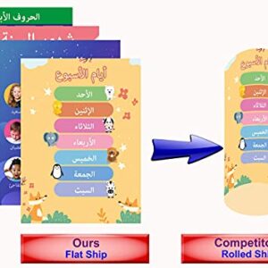 Dosmaxx 10 Large Arabic&English Educational Posters for Kids,Arabic Alphabet for Kids,Preschool, Homeschool,and Elementary Classroom Displays,Teach Numbers,Colors,Animals,Arabic Letters,Weather