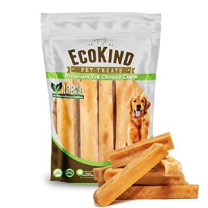 ecokind himalayan yak cheese dog chew, all natural premium dog treats, healthy & safe for dogs, long lasting, treats for dogs, easily digestible, for all breeds & sizes (large, 5-pack)