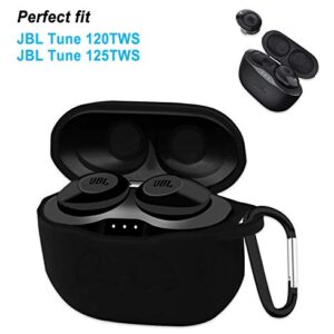 Naomo Silicone Case for JBL Tune 120TWS/125TWS, Soft and Flexible, Scratch/Shock Resistant Silicone Cover for JBL Tune 120TWS/125TWS Headphones (Black)