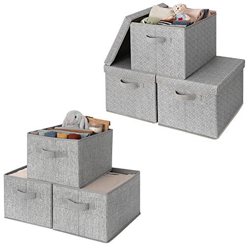 GRANNY SAYS Bundle of 3-Pack Gray Rectangular Lidless Storage Bins & 3-Pack Gray Rectangular Storage Bins with Lids