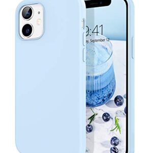 DOMAVER iPhone 12 Case, iPhone 12 Pro Case Liquid Silicone Soft Gel Rubber Microfiber Lining Cushion Protective Cover for iPhone 12/12 Pro 5G -6.1 Inch, Light Blue