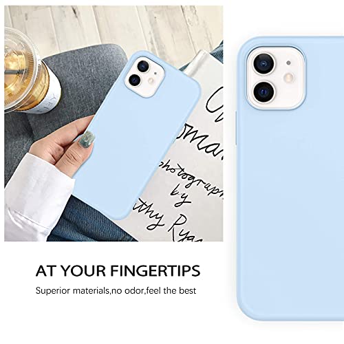 DOMAVER iPhone 12 Case, iPhone 12 Pro Case Liquid Silicone Soft Gel Rubber Microfiber Lining Cushion Protective Cover for iPhone 12/12 Pro 5G -6.1 Inch, Light Blue