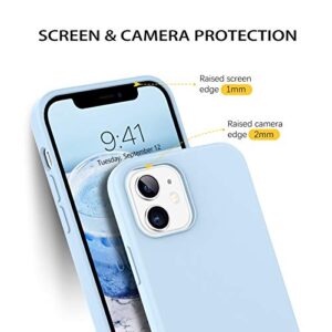 DOMAVER iPhone 12 Case, iPhone 12 Pro Case Liquid Silicone Soft Gel Rubber Microfiber Lining Cushion Protective Cover for iPhone 12/12 Pro 5G -6.1 Inch, Light Blue