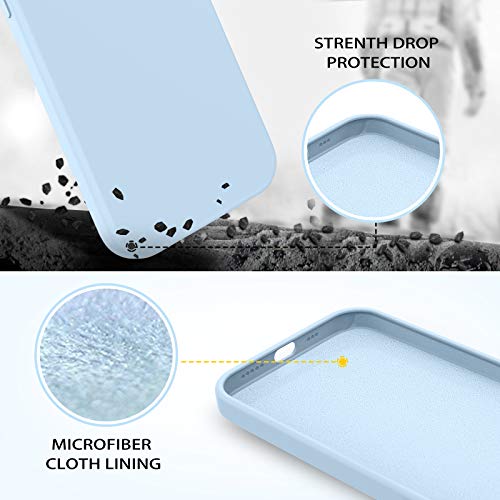 DOMAVER iPhone 12 Case, iPhone 12 Pro Case Liquid Silicone Soft Gel Rubber Microfiber Lining Cushion Protective Cover for iPhone 12/12 Pro 5G -6.1 Inch, Light Blue