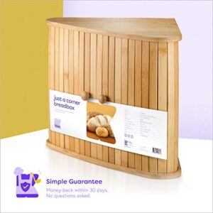 Klee Wooden Bread Box | Bamboo Bread Holder | Corner Bread Keeper Storage Box, Fully Assembled