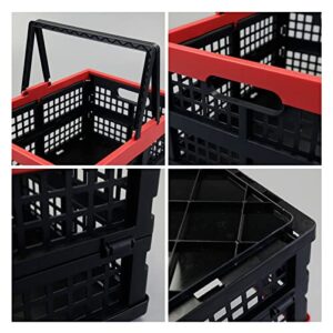 AnnkkyUS 2-pack Collapsible Storage Crates, Folding Plastic Shopping Basket with Handle