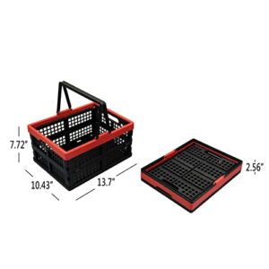 AnnkkyUS 2-pack Collapsible Storage Crates, Folding Plastic Shopping Basket with Handle