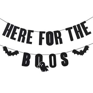 here for the boos banner halloween party banner for haunted houses doorways home mantel decorations here for the boos halloween decor (black glitter)