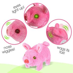 ArtCreativity Walking Pig Toy That Oinks, Wiggles, and Lights Up, Battery Operated Oinking Piggy with Moving Tail and Nose, Interactive Piglet Pet Toy for Kids, Best Gift for Boys and Girls