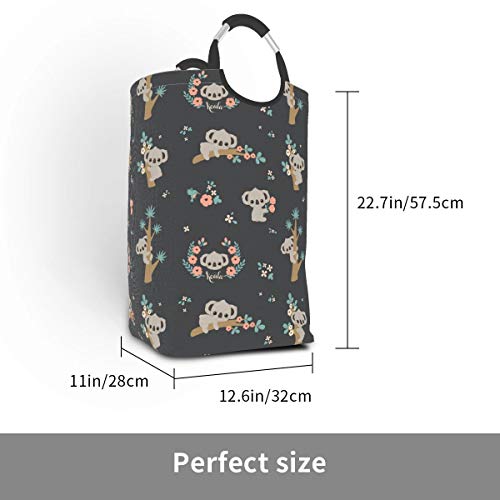 Collapsible Laundry Basket for Girls Floral Tree Animal Koala Large Laundry Hamper with Handle Organizer Cloth Hamper Toy Bin Bag for Kids Room, Bathroom, Bedroom, Dorm, Travel