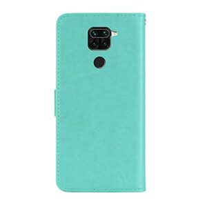 COTDINFORCA Compatible with Xiaomi Redmi Note 9 Case Glitter Wallet Case Leather with Card Slots Flip Case for Women Crystal Owl Embossing Shockproof Case for Xiaomi Redmi Note 9 Green YK