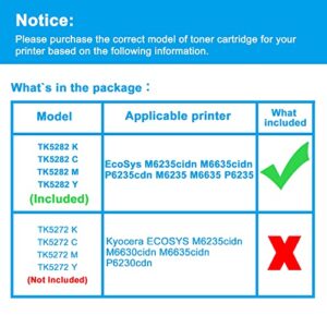 LCL Compatible Toner Cartridge Replacement for Kyocera TK5282 TK-5282 TK-5282K TK-5282C TK-5282M TK-5282Y 1T02TW0US0 1T02TWCUS0 1T02TWBUS0 1T02TWAUS0 (Black Cyan Magenta Yellow 4-Pack )