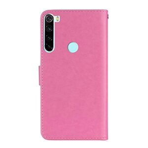 COTDINFORCA Compatible with Xiaomi Redmi Note 8 Case Glitter Wallet Case Leather with Card Slots Flip Case for Women Crystal Owl Embossing Shockproof Case for Xiaomi Redmi Note 8 Pink YK