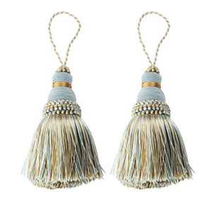 fenghuangwu colorful tassel key tassel diy accessories for curtain and home decoration-mix blue-2pcs