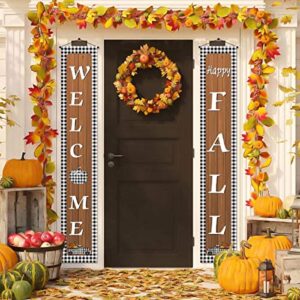 fall decoration outdoor,buffalo check plaid banner,fall hanging flag sign banner,thanksgiving farmhouse indoor front porch door yard lawn sign