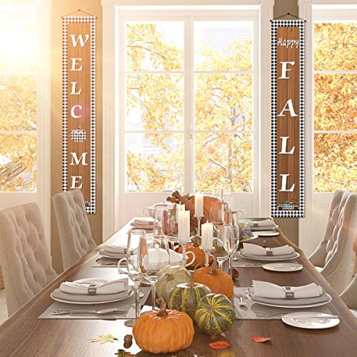 Fall Decoration Outdoor,Buffalo Check Plaid Banner,Fall Hanging Flag Sign Banner,Thanksgiving Farmhouse Indoor Front Porch Door Yard Lawn Sign