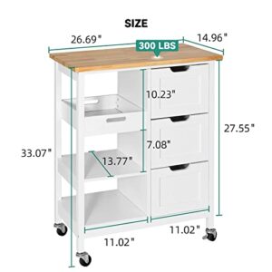 YITAHOME Kitchen Island Cart with Storage, Kitchen Cart for Home, Rolling Serving Utility Trolley Cart On Wheel with 3 Drawers and 3 Storage Shelves, Kitchen Serving Cart for Dining Room, Bar, White