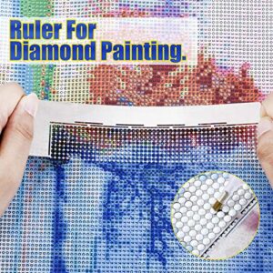 3 Pieces Diamond Painting Ruler Stainless Steel Diamond Mesh Ruler 5D Diamond Ruler Tool with 216, 400 and 800 Blank Grids, 2 Pieces Diamond Painting Fix Tool for DIY Diamond Painting Kits