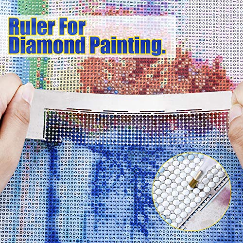 3 Pieces Diamond Painting Ruler Stainless Steel Diamond Mesh Ruler 5D Diamond Ruler Tool with 216, 400 and 800 Blank Grids, 2 Pieces Diamond Painting Fix Tool for DIY Diamond Painting Kits