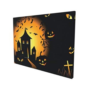 msguide wall art canvas halloween haunted house decorative painting for living room bedroom office (16 inch x 12 inch x 1 panel)