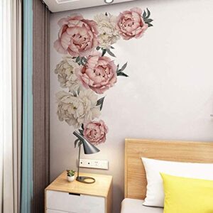 19 PCS Large and Medium Peony Rose Flowers Wall Decors Watercolor Stickers for Wall Background in Living Room Nursery Kids Bedroom Office and Work (Set of 2 Variants)