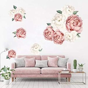 19 PCS Large and Medium Peony Rose Flowers Wall Decors Watercolor Stickers for Wall Background in Living Room Nursery Kids Bedroom Office and Work (Set of 2 Variants)