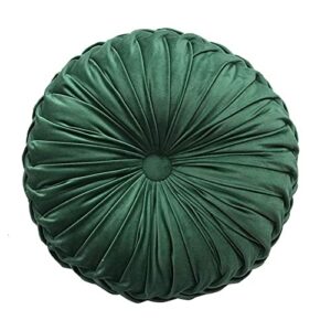 teieas round throw pillow velvet home decoration pleated cushion for couch chair bed car emerald green