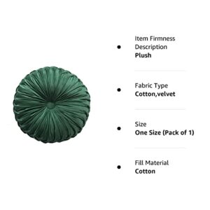 Teieas Round Throw Pillow Velvet Home Decoration Pleated Cushion for Couch Chair Bed Car Emerald Green