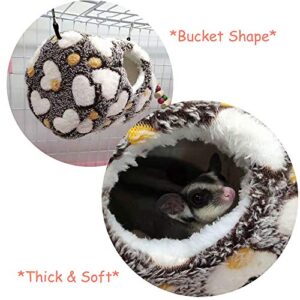 Hanging Tunnel for Small Animals, Bucket Shape Warm Sugar Glider Hammock Nest, Critter Cage Accessories Bedding for Hamster Hedgehog Gerbil Rat