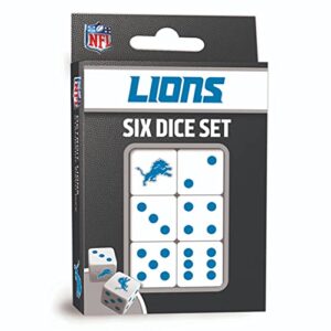 masterpieces game day - nfl detroit lions - 6 piece team logo dice set - d6 standard size