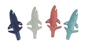 set of 4 cast iron coastal shark tail wall hooks decorative nautical beach bathroom towel or coat hanging decor