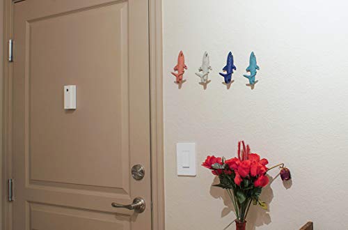 Set of 4 Cast Iron Coastal Shark Tail Wall Hooks Decorative Nautical Beach Bathroom Towel Or Coat Hanging Decor