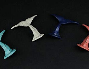 Set of 4 Cast Iron Whale Tail Wall Hooks Nautical Decorative Towel or Coat Hanging Beach House Coastal Accent Decor