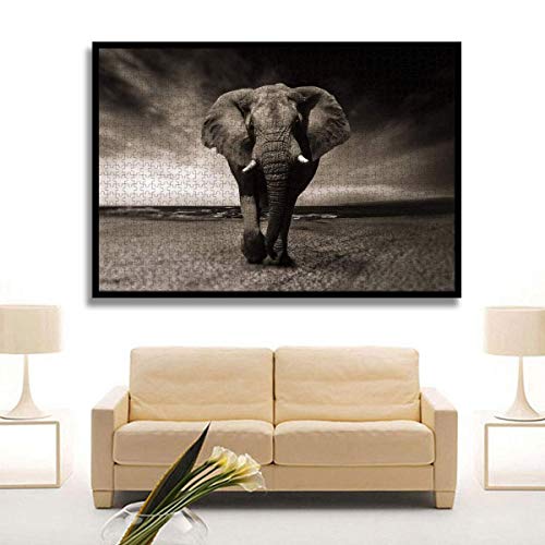 Wooden Jigsaw Puzzles 1000 Piece for Adults,Elephant Puzzles Wild Animals Natural Scenery,Every Piece is Unique,Softclick Technology,Best Game for Family