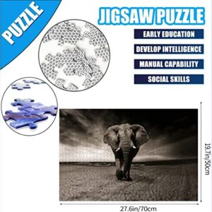 Wooden Jigsaw Puzzles 1000 Piece for Adults,Elephant Puzzles Wild Animals Natural Scenery,Every Piece is Unique,Softclick Technology,Best Game for Family
